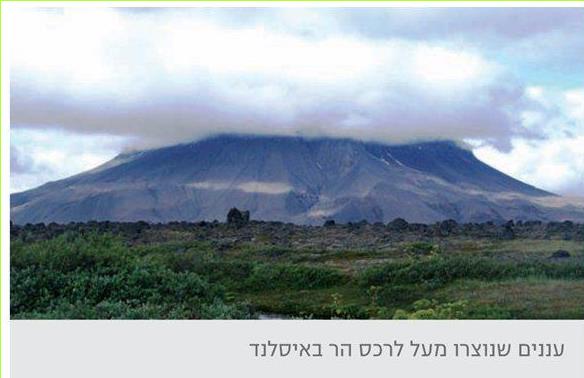 עננים שנוצרו מעל לרכס הר באיסלנד